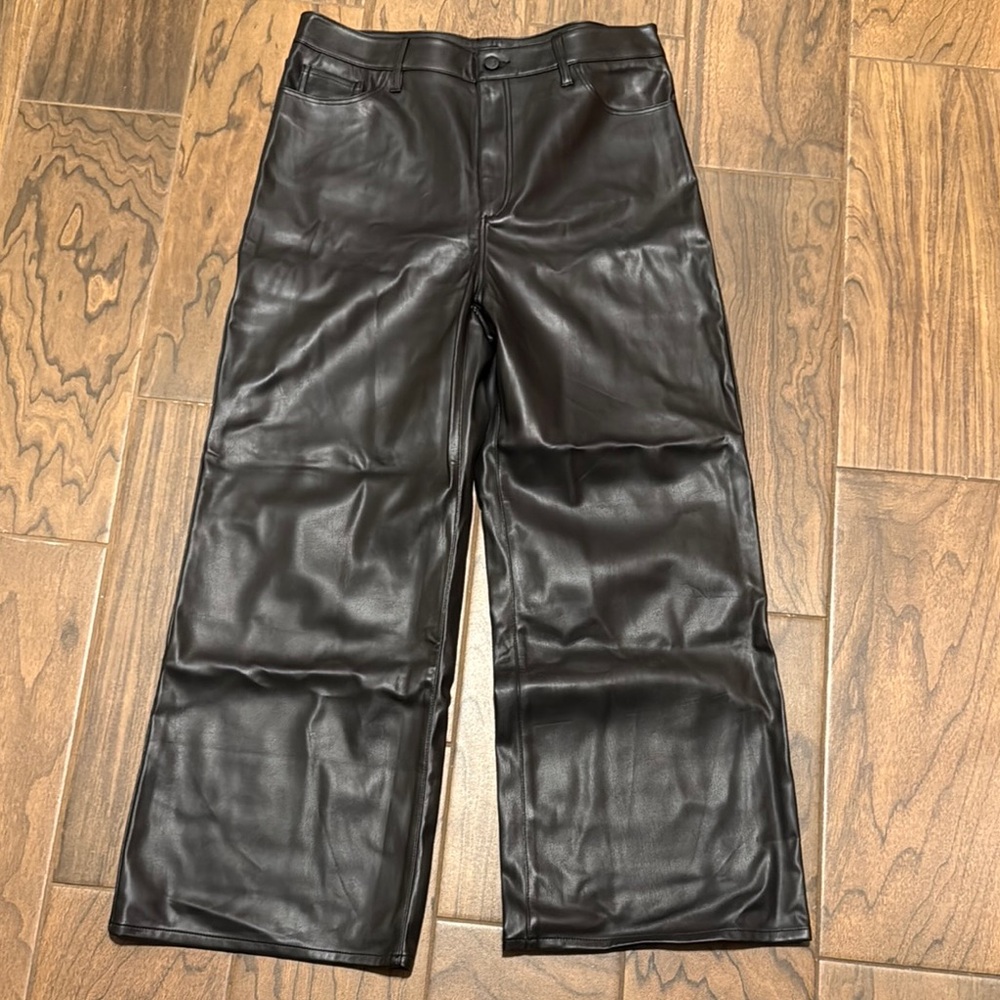 Joe’s Black Faux Leather Wide-Leg Pants Size 32
